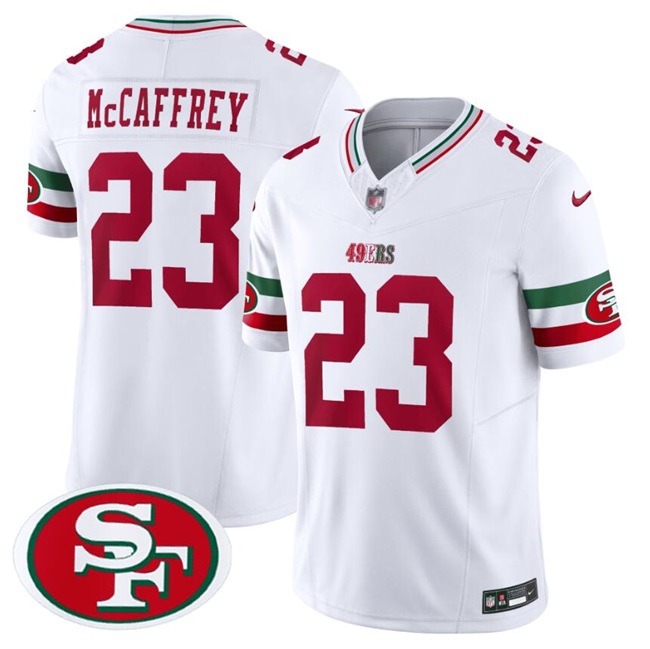 Men's San Francisco 49ers #23 Christian McCaffrey White F.U.S.E. Mexico Vapor Limited Stitched Football Jersey